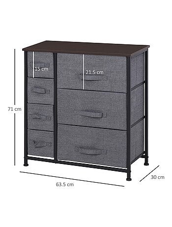 Meuble de rangement 64L x 30l x 71H cm noir