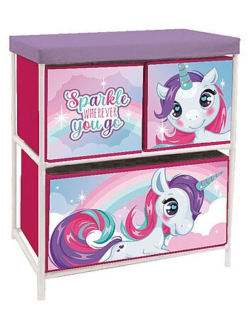 Meuble de rangement à 3 paniers - Licorne