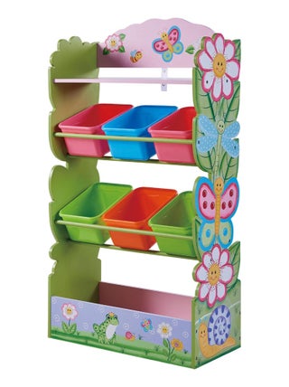 Meuble de rangement à jouets avec bacs bois fantaisie Jardin Magique TD-12710A