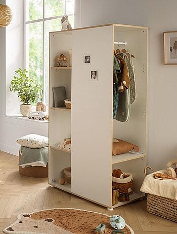 Meuble de rangement avec étagères et penderie en bois et chant bois - BABYPRICE