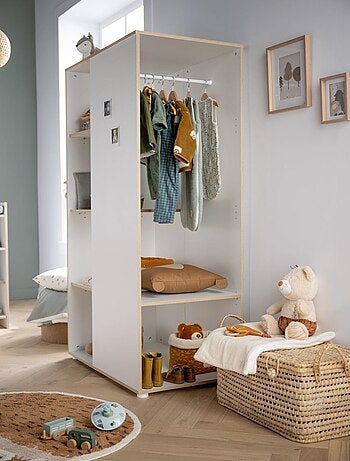 Meuble de rangement avec étagères et penderie en bois et chant bois - BABYPRICE