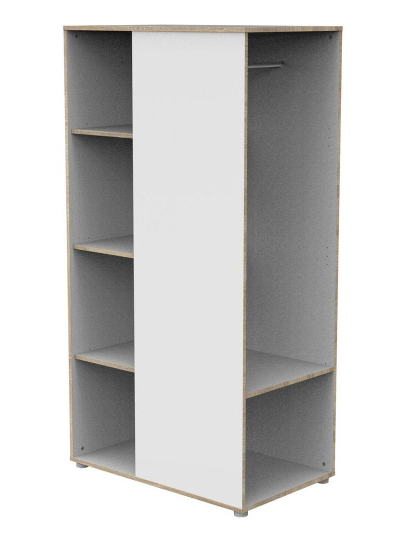 Meuble de rangement avec étagères et penderie en bois et chant bois - BABYPRICE Blanc - Kiabi