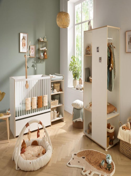Meuble de rangement avec étagères et penderie en bois et chant bois - BABYPRICE - Kiabi