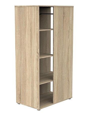 Meuble de rangement avec étagères et penderie en décor bois - BABYPRICE