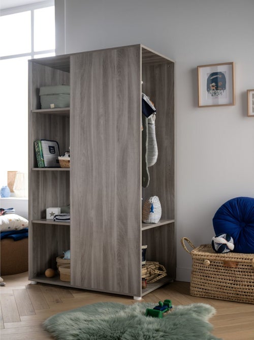 Meuble de rangement avec étagères et penderie en décor bois - - Kiabi
