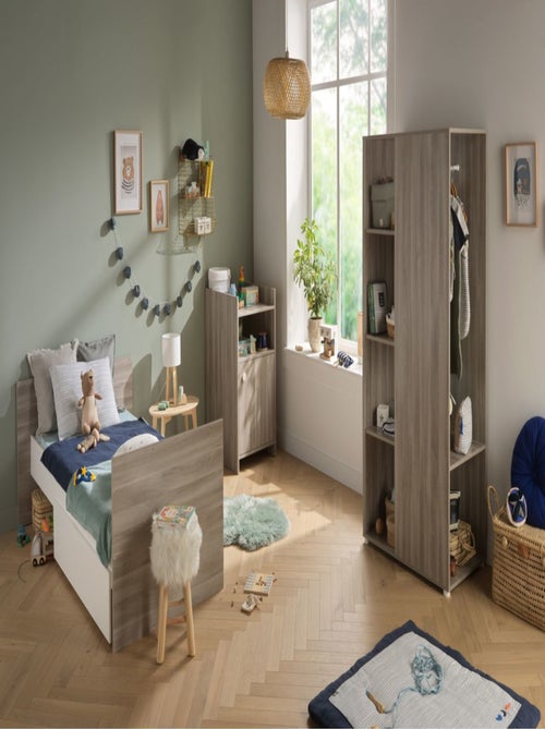 Meuble de rangement avec étagères et penderie en décor bois - - Kiabi