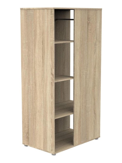Meuble de rangement avec étagères et penderie en décor bois - - Kiabi