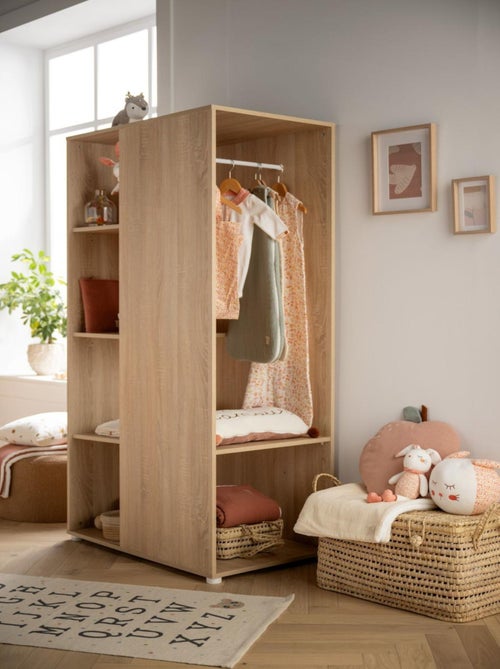 Meuble de rangement avec étagères et penderie en décor bois - - Kiabi