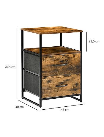 Meuble de rangement chiffonnier 2 tiroirs design industriel