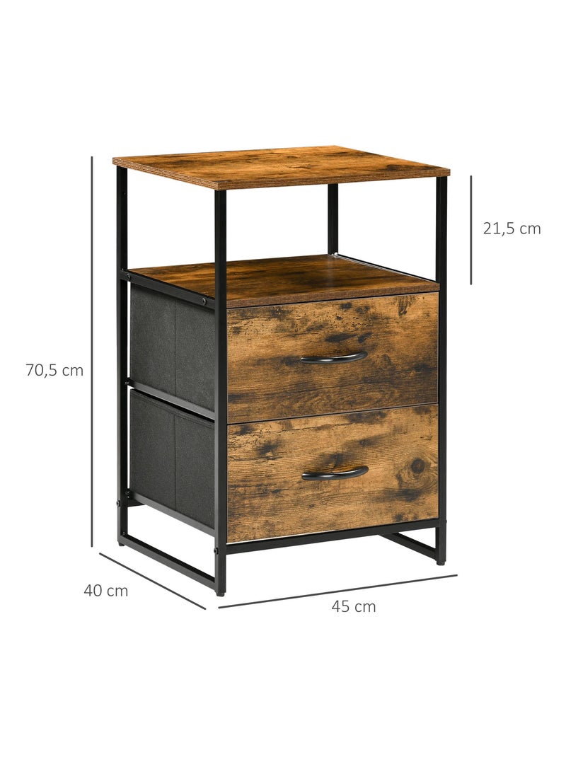 Meuble de rangement chiffonnier 2 tiroirs design industriel Marron - Kiabi