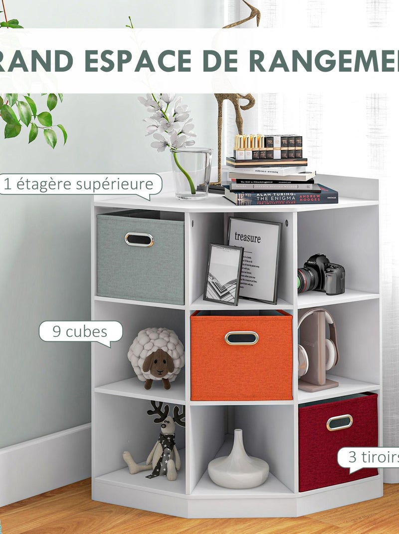Meuble de rangement d'angle + 3 tiroirs non tissé Blanc Blanc - Kiabi
