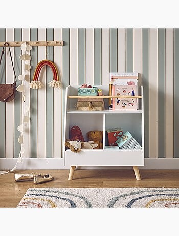 Meuble de rangement enfant 1 étagère 2 espaces de rangement Tobias