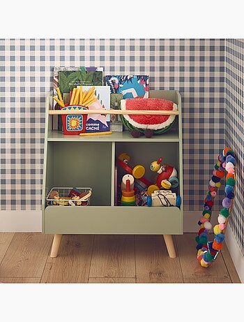 Meuble de rangement enfant 1 étagère 2 espaces de rangement Tobias