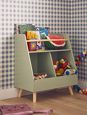 Meuble de rangement enfant 1 étagère 2 espaces de rangement Tobias