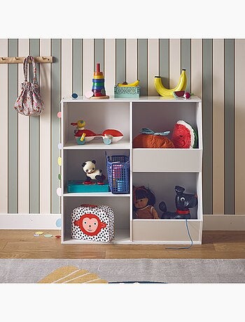 Meuble de rangement enfant 3 étagères 2 espaces de rangement Tobias