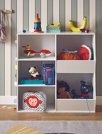 Meuble de rangement enfant 3 étagères 2 espaces de rangement Tobias