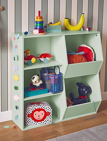 Meuble de rangement enfant 3 étagères 2 espaces de rangement Tobias