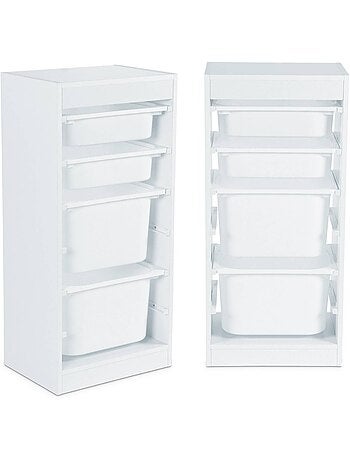 Meuble de rangement enfant 4 bacs de rangement (lot de 2) Sora x2