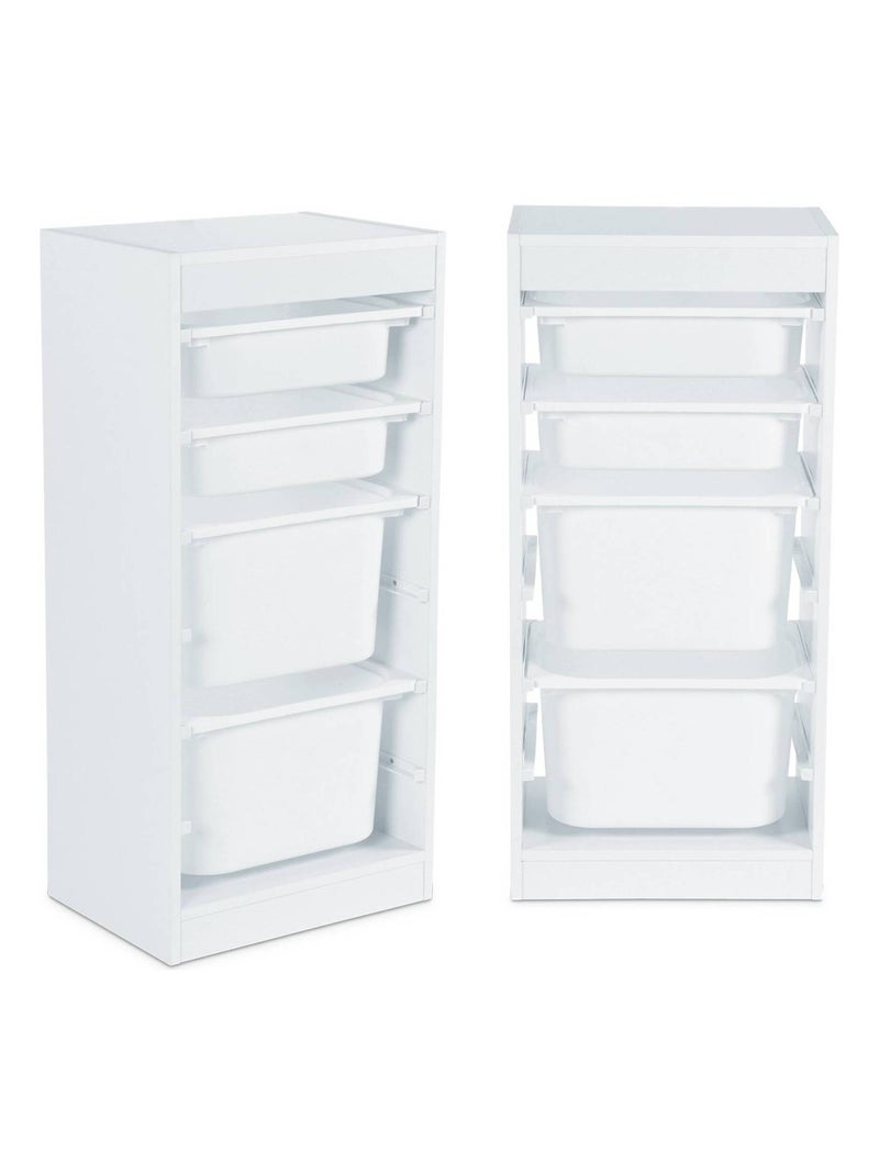 Meuble de rangement enfant 4 bacs de rangement (Lot de 2) Sora x2 Blanc - Kiabi