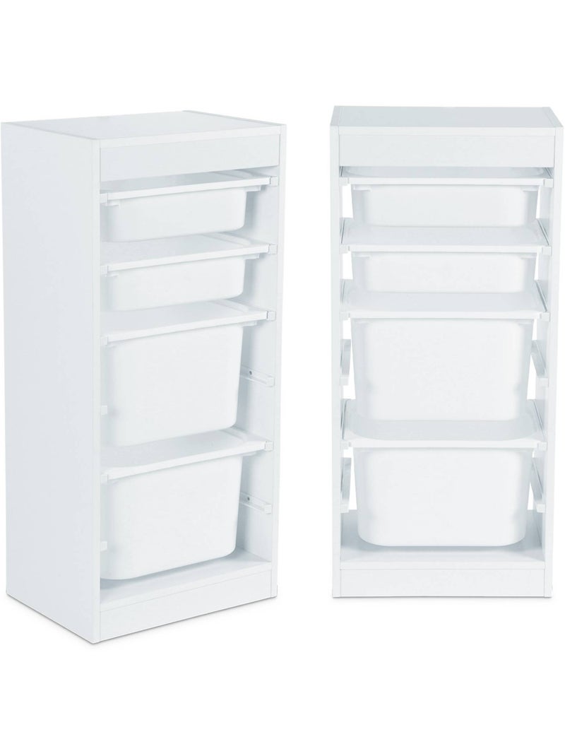Meuble de rangement enfant 4 bacs de rangement (lot de 2) Sora x2 Blanc - Kiabi