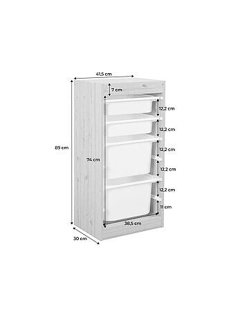 Meuble de rangement enfant 4 bacs de rangement (lot de 2) Sora x2