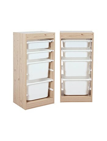 Meuble de rangement enfant 4 bacs de rangement (lot de 2) Sora x2