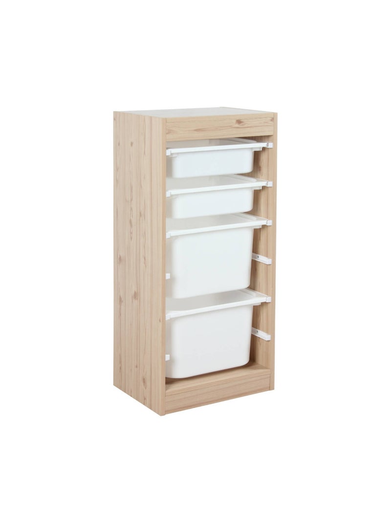 Meuble de rangement enfant 4 bacs de rangement (lot de 2) Sora x2 Marron - Kiabi