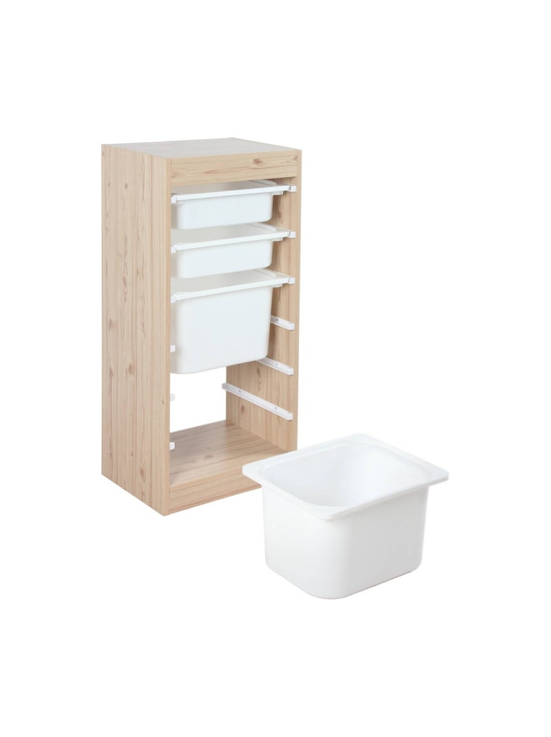 Meuble de rangement enfant 4 bacs de rangement (lot de 2) Sora x2 Marron - Kiabi