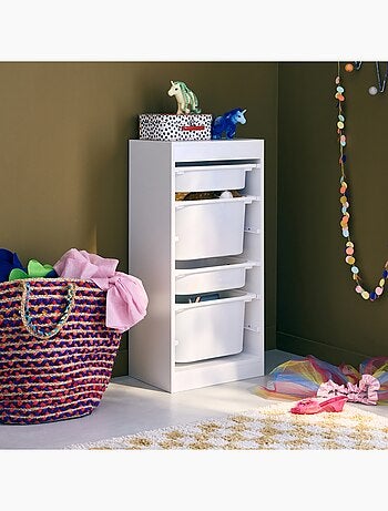 Meuble de rangement enfant 4 bacs de rangement Sora