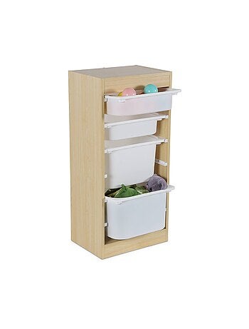 Meuble de rangement enfant 4 bacs de rangement Sora