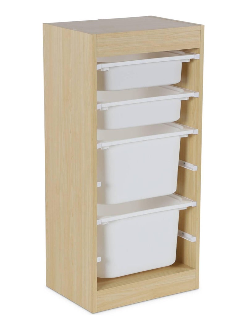 Meuble de rangement enfant 4 bacs de rangement Sora Marron - Kiabi