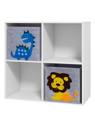 Meuble de rangement enfant 4 casiers 2 tiroirs non tissé MDF blanc
