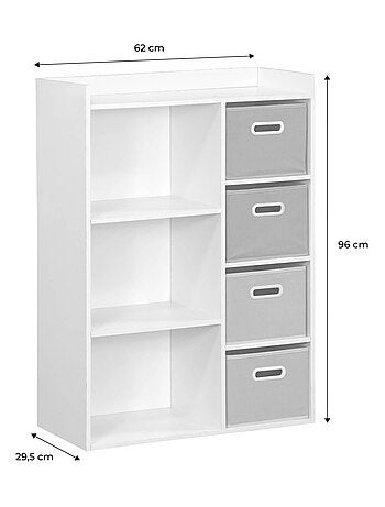 Meuble de rangement enfant 4 paniers velours Camille