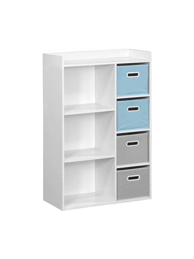 Meuble de rangement enfant 4 paniers velours Camille Bleu - Kiabi