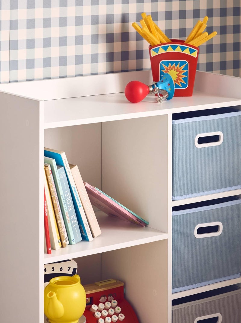 Meuble de rangement enfant 4 paniers velours Camille Bleu - Kiabi