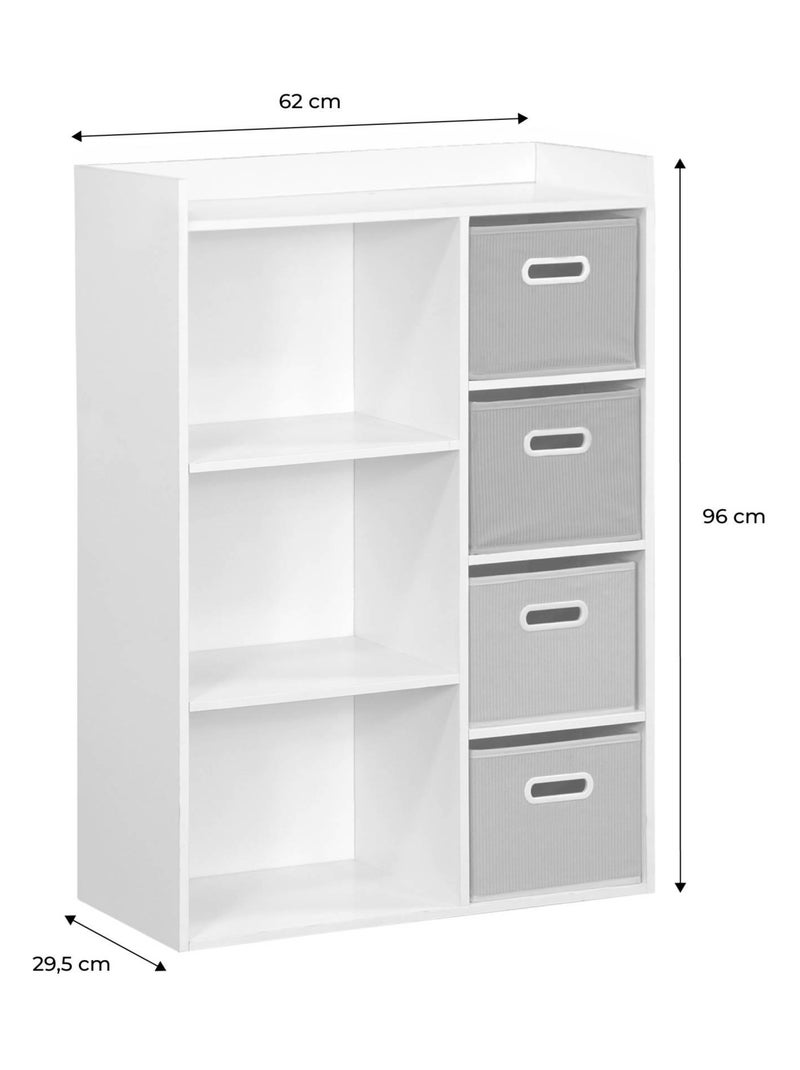 Meuble de rangement enfant 4 paniers velours Camille Bleu - Kiabi