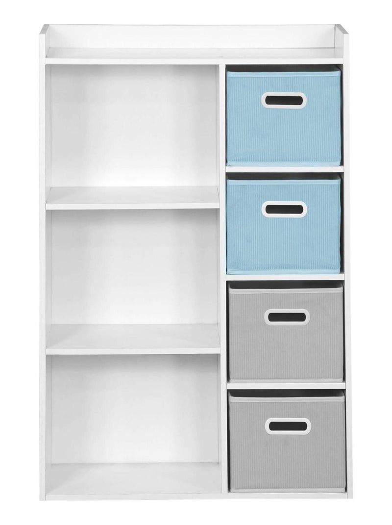 Meuble de rangement enfant 4 paniers velours Camille Bleu - Kiabi