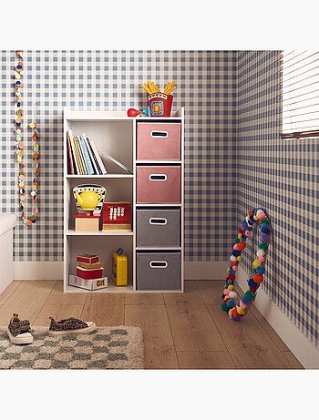 Meuble de rangement enfant 4 paniers velours Camille