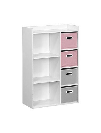 Meuble de rangement enfant 4 paniers velours Camille