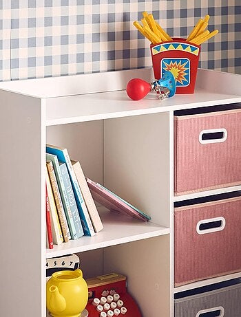 Meuble de rangement enfant 4 paniers velours Camille