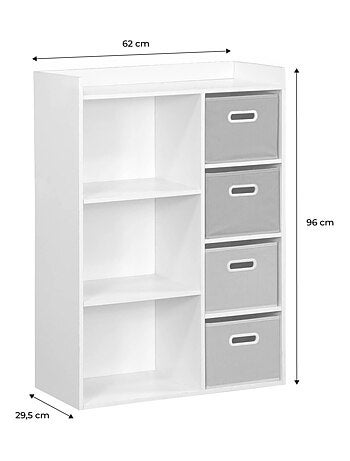 Meuble de rangement enfant 4 paniers velours Camille