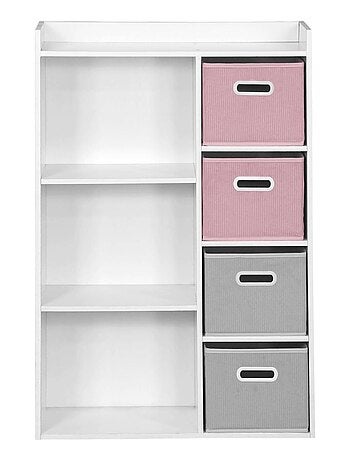 Meuble de rangement enfant 4 paniers velours Camille