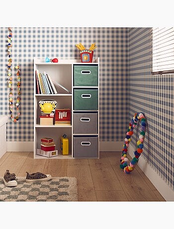 Meuble de rangement enfant 4 paniers velours Camille