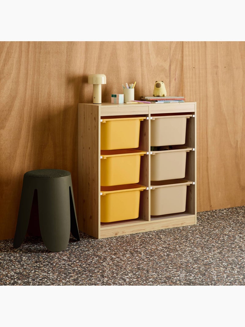Meuble de rangement enfant 6 bacs de rangement colorés Sora Moutarde - Kiabi