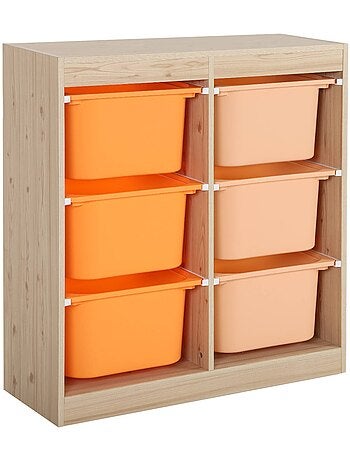 Meuble de rangement enfant 6 bacs de rangement colorés Sora