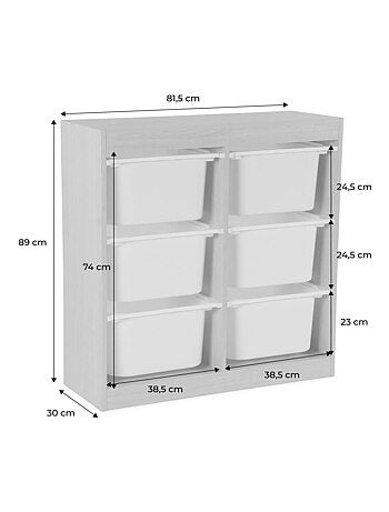 Meuble de rangement enfant 6 bacs de rangement colorés Sora