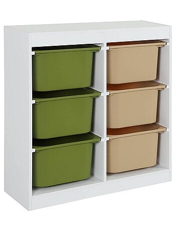 Meuble de rangement enfant 6 bacs de rangement colorés Sora