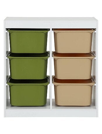 Meuble de rangement enfant 6 bacs de rangement colorés Sora