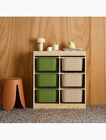 Meuble de rangement enfant 6 bacs de rangement colorés Sora