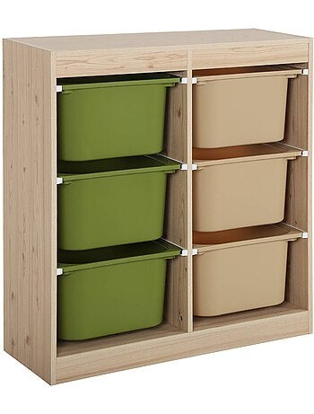 Meuble de rangement enfant 6 bacs de rangement colorés Sora